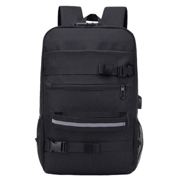 

backpack men women anti theft sports longboard students zipper school usb charging lapskateboard travel password lock