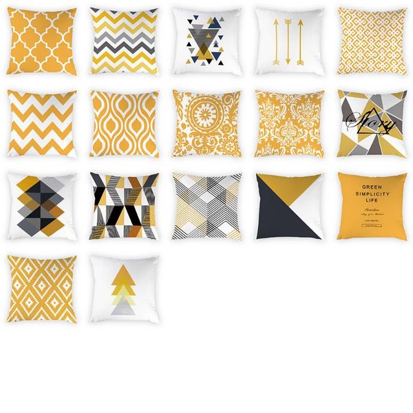 

cushion/decorative pillow geometric patterns cushion cover yellow peach skin cases sofa bedroom decorative soft covers home decor 45x45cm