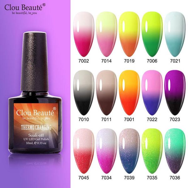 

nail gel clou beaute 10ml thermo polish change color temperature uv lacquer led varnish long lasting, Red;pink