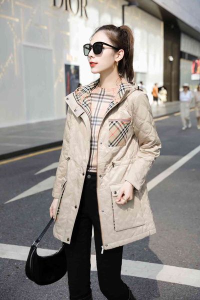 

down jacket family b cotton padded clothes women's lengthened style 2021 european goods in autumn and winter british over knee thickene, Black