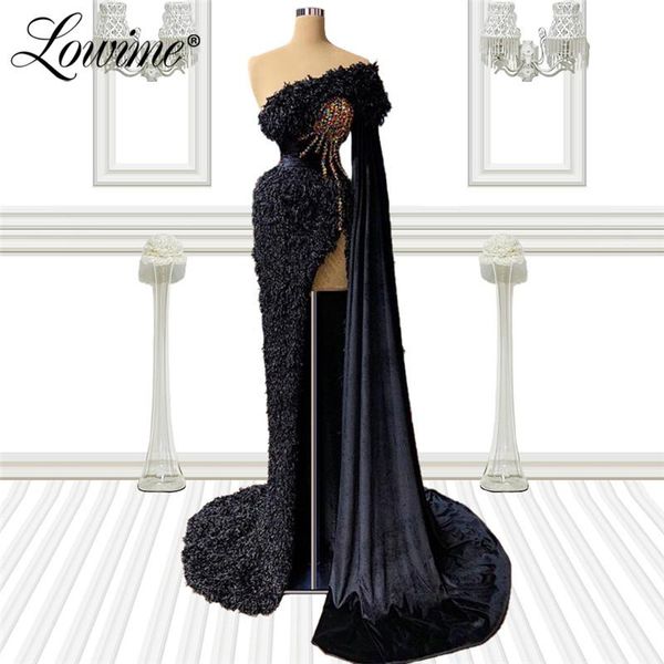 

party dresses black evening 2021 one shoulder beading long african gowns with high split side custom made vestidos de fiesta, White;black