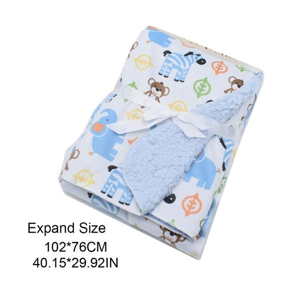 

blankets & swaddling baby printed short plush receiving blanket cartoon double layer lamb fleece swaddle wrap bath towel bedding for kids bo