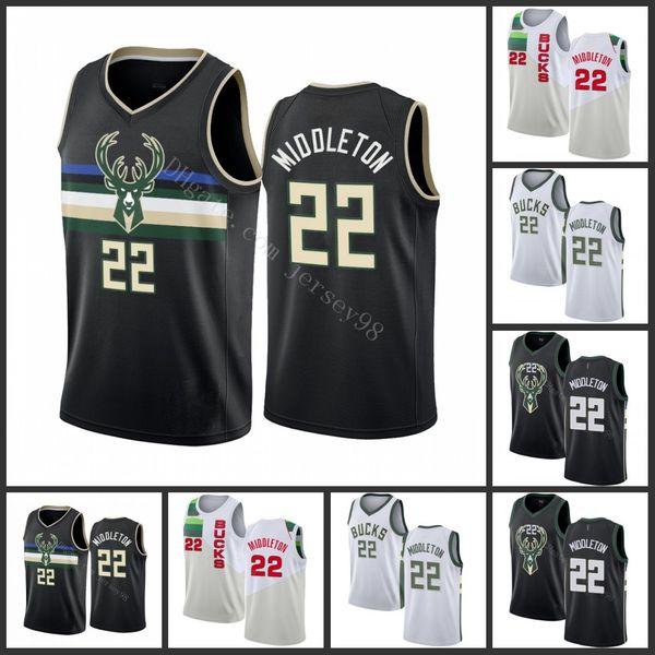 

milwaukee bucks men #22 khris middleton retro basketball jersey, Black