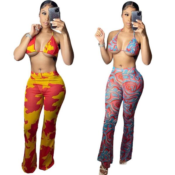 

one-piece suits 2021 printed swimsuit mesh panties three-piece suit