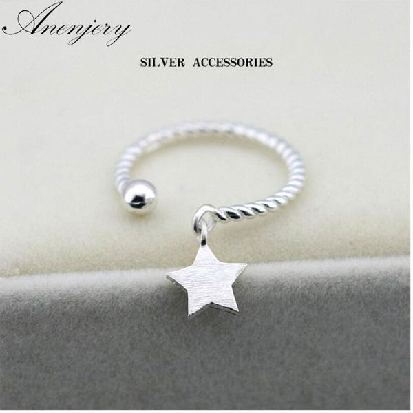 

wedding rings anenjery 925 sterling silver for women star pendant opening anillos mujer anel s-r237, Slivery;golden