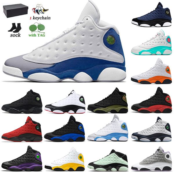 

13 basketball shoes men sneakers 13s french brave blue red flint court purple black cat university gold starfish olive green trainers fashio