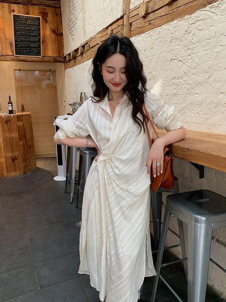 

casual dresses ren lit e mode6.18 9.5 fold +] reduction with white shirt female long, Black;gray