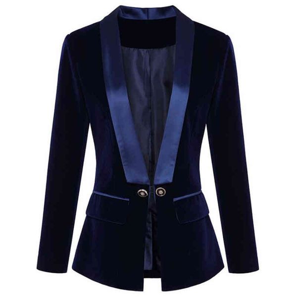 

women's suits & blazers women elegant vintage mujer femme suit jacket coat blue black velvet lady autumn winter outwear clothes wibd, White;black