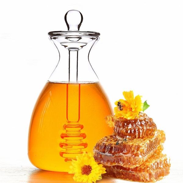 

storage bottles & jars 2021 11oz/14oz handmade honey jar with dipper glass made and pot kitchen supplies