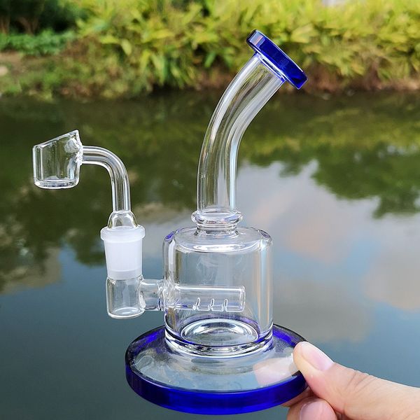 Mini Rigs Bondos de Vidro Aughty 6 polegadas Hookahs Grosso Bong 14mm Feminino Conjunto Tubulação de Água Inline PERC 4mm Quartz Banger Oil Dab Rig com tigela