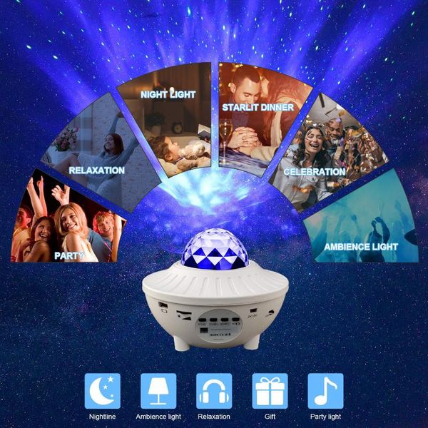 

party decoration led music star projector, bluetooth lamp, light spotlight usb cable voice control laser