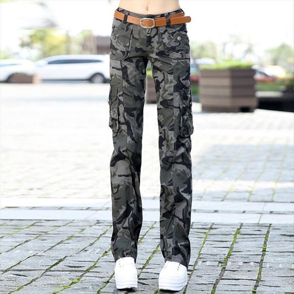 

workout military camouflage cargo jeans womens pants combat denim overalls multi pocket trousers femme pantalones de mujer, Black;white