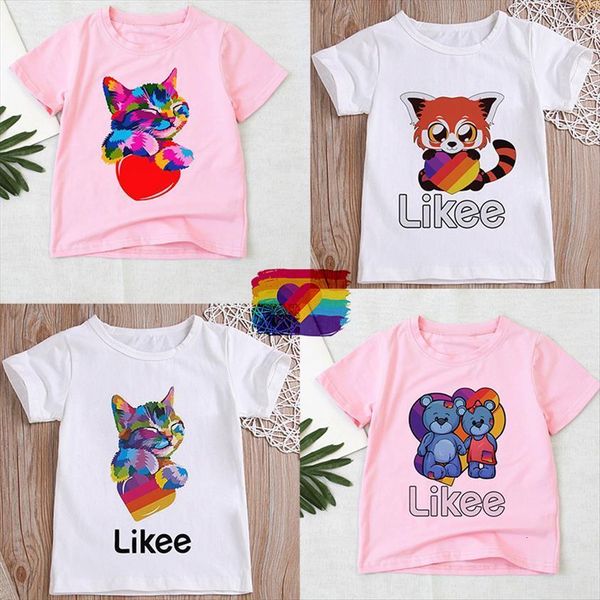 

baby girl summer clothes love between girls rainbow likee cat pattern crazy passion t shirt spring young boy, Blue