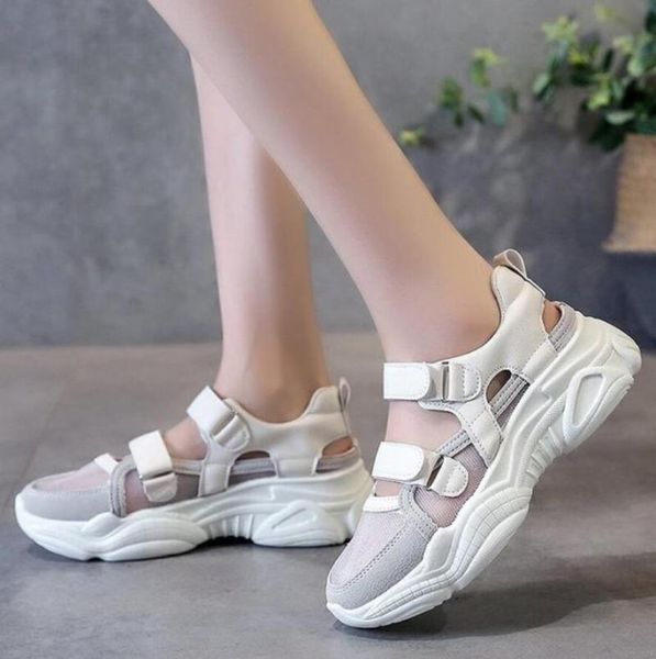 

women chunky sandals female shoes woman 2021 summer comfortable hollow out ladies slip-on flat sandalias, Black