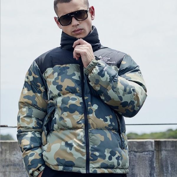 

popular young men's outdoor winter coat manufacturers direct sale winter coat new standing collar camouflage cotton padded jacket for m, Black