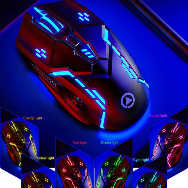 

mice wired mute mouse gamer gaming 6button luminous usb computer for pc laptop