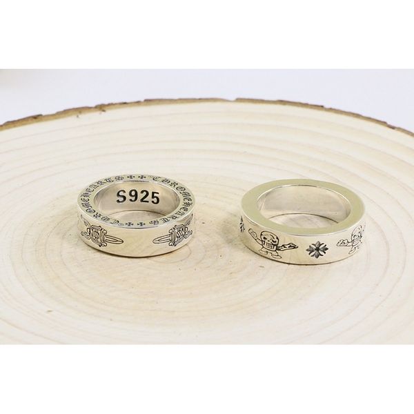 

75%off outlet onlinecrow core sword carving ring, fashion trend, personalized style, taiyin old wide face ring, Silver