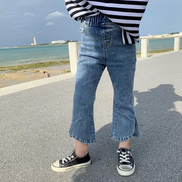 

kids jeans girls denim pants baby chic long trousers filles casual korea loose running for girl 2 4 5 6 7 8 9 yrs, Blue