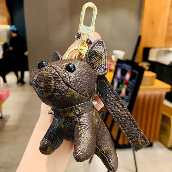 

ll2021 fashion brand dog keychain classic chic keyring women men luxury car pendant designer key chain trinket jewelry, Silver