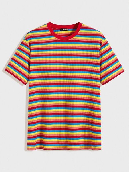 

men rib-knit colorful striped u7b8#, White;black