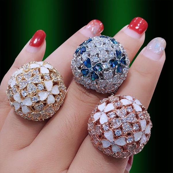 

wedding rings godki luxury nest bold statement for women bridal engagement jewelry cubic zirconia cz accessories, Slivery;golden