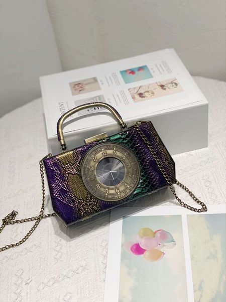

handbag walkable clock bag personalized chain messenger pu, Black;red