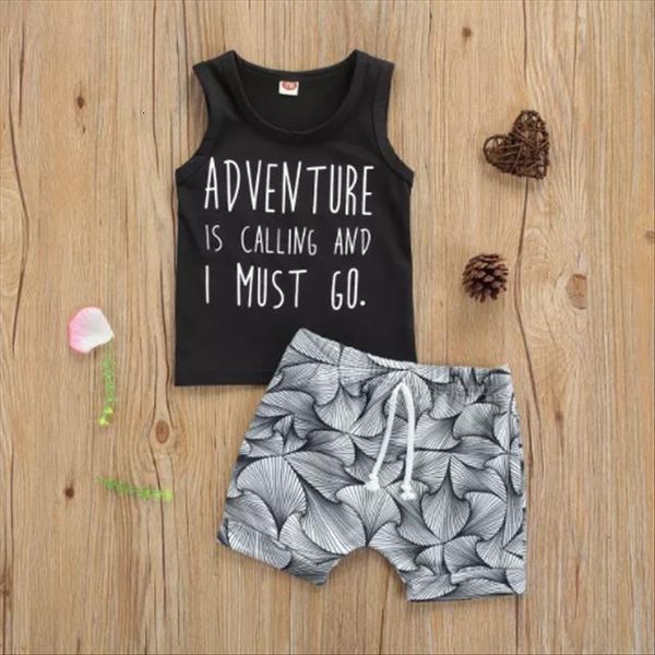 

toddler baby boy summer clothes set letter print tank vest elastic waist palm trees beach shorts 2pcs outfits, White