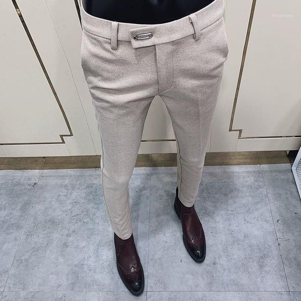 

men's suits & blazers 2021 woolen skinny trousers business slim affairs man leisure time pantalon costume, White;black
