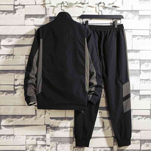 

men's autumn leisure men's korean loose youth sports suit, Black