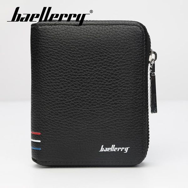 

wallets baellerry pu leather men short wallet solid black blue coffee zipper coin pocket card holder po porta, Red;black
