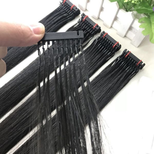 

double drawn pre-bonded 6d hair extensions brazilian natural cuticle aligned remy virgin 0.5grams/strand 150strands fulll head, Black