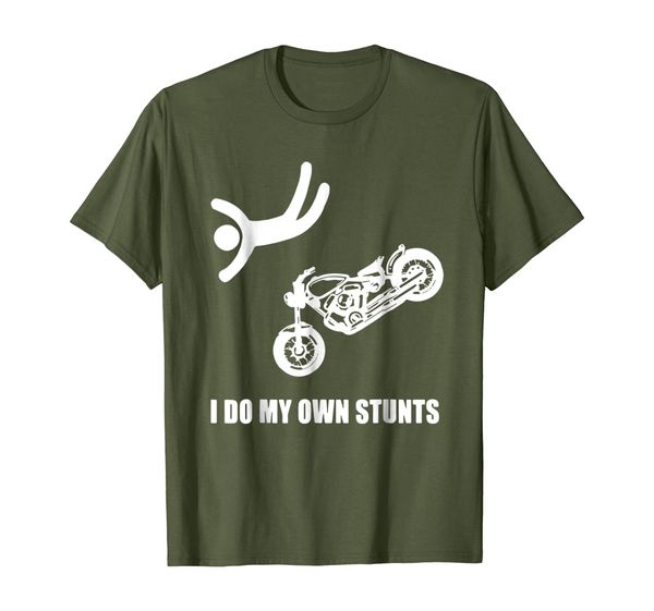 

i do my own stunts motorcycle funny t-shirt, White;black