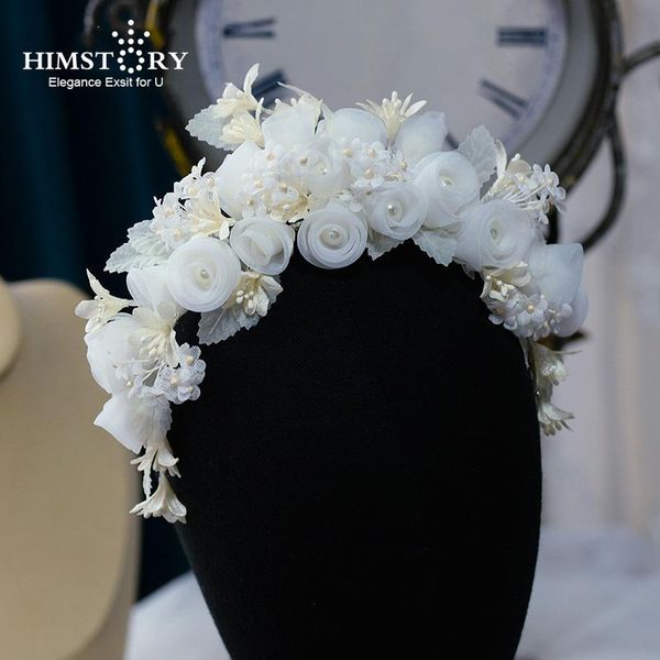 

hair clips & barrettes himstory handmade fashion silk yarn roses accessories hairband white headpieces for wedding party evening dress birth, Golden;silver