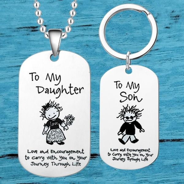 

pendant necklaces stainless steel men's personality necklace & keyround dog tags for women family friend long chain jewelry, Silver