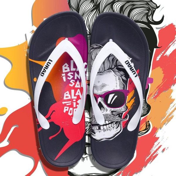 

slippers men sports flip flops male version of the trend wild wear non-slip beach personalized pinch cool sandals, Black