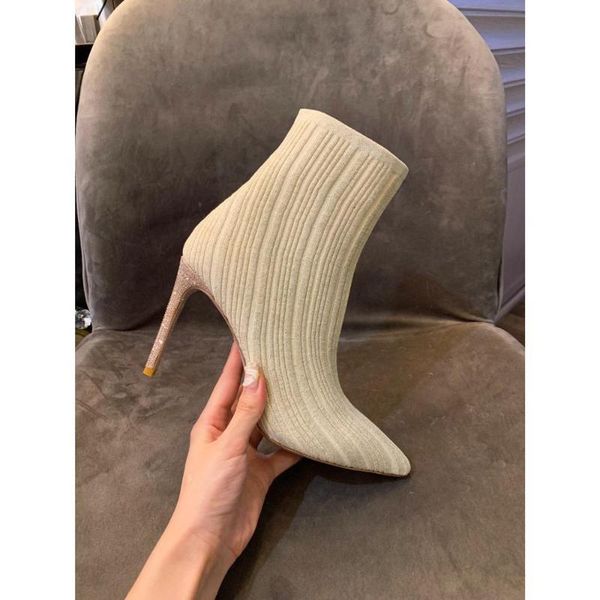 

boots kmeioo autumn shoes woman elegant ankle pointed toe high heels crystal thin heel shoe for women winter, Black