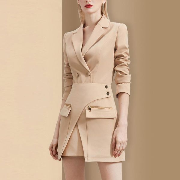 

office women custom suits double-breasted khaki workplace suit fashionable temperament goddess skirt two-piece women's two piece pants, White