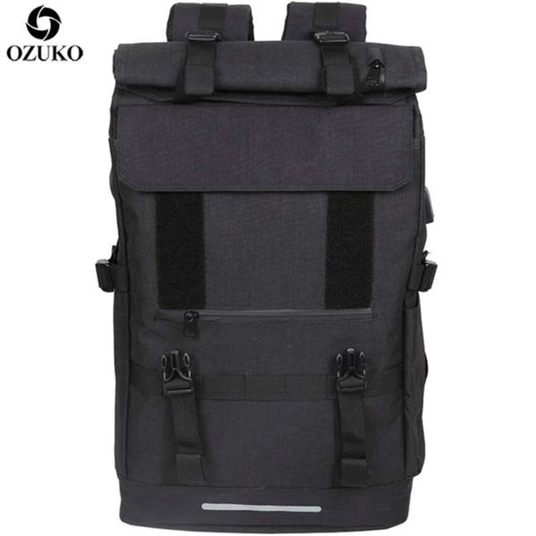 Ozuko 40L Büyük Kapasiteli Seyahat Sırt Çantaları Erkekler USB Şarj Dizüstü Sırt Çantası Gençler Için İşlevli Seyahat Erkek Okul Çantası 210929