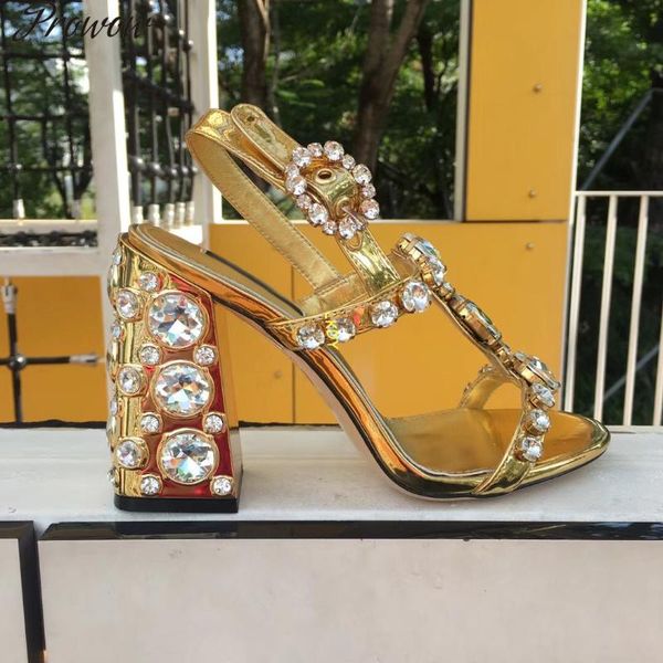 

summer luxury fashion platform woman sandals jewelry pattern crystal high heel dress shoes, Black