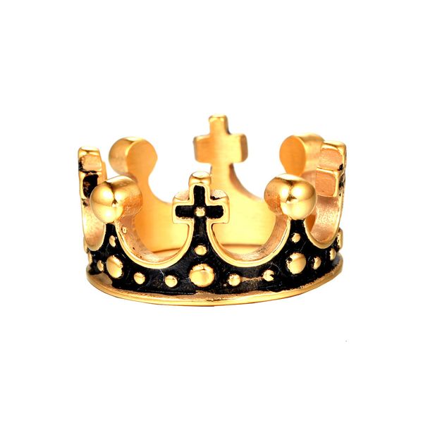 

delicate ring titanium steel crown cross men's stainless jewelry, Silver