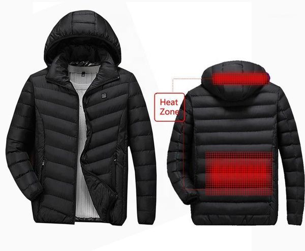 

men's down & parkas smart charge 3 level control power bank usb heated winter jacket coat, Black