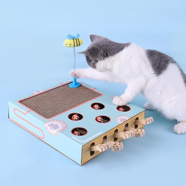 

cat toys hitting gophers scratcher 3 in 1 funny interactive wear-resistant kitten corrugated paper board for pet small cats
