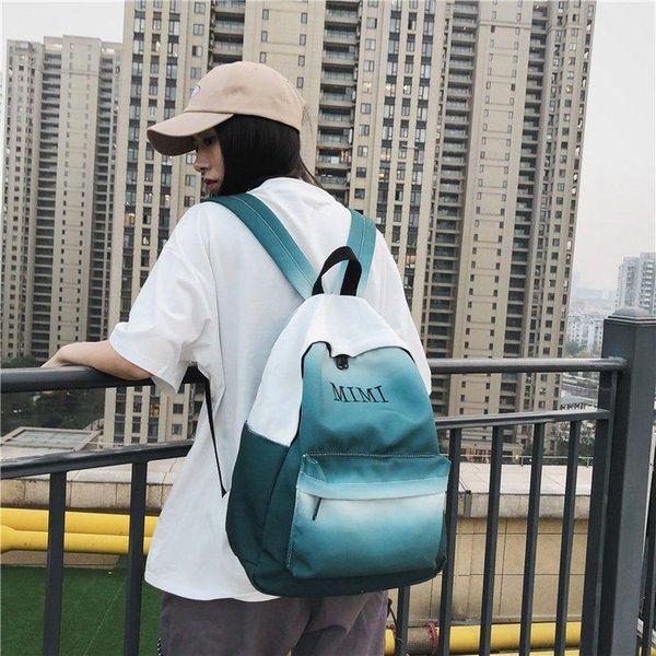 

backpack fashion gradient design dip dyed college style versatile personality cool male students female schoolbag