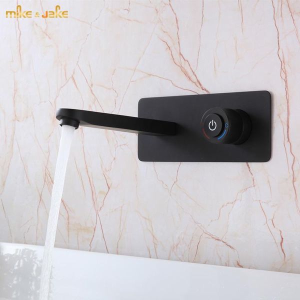 

bathroom sink faucets embedded matte black faucet one key temperature control button classic wall and cold