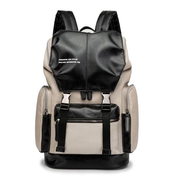 

backpack fashion men waterproof leather travel bag man large capacity teenager male mochila lapbackpacks zipper school bags