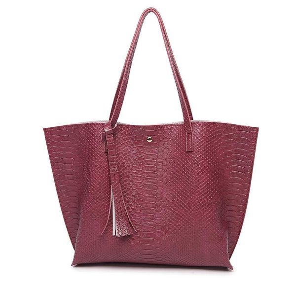 

evening bags crocodile pattern pu handbag for women designer tassel tote bag large capacity one shoulder soft leather crossbody