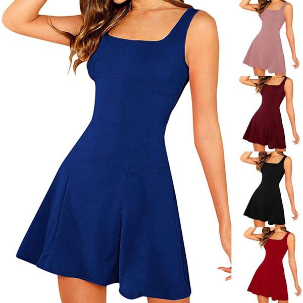 

women's swimwear 2021 spring summer sling mini dress ladies sleeveless camisole solid color tunic a-line skirt vintage casual female, White;black