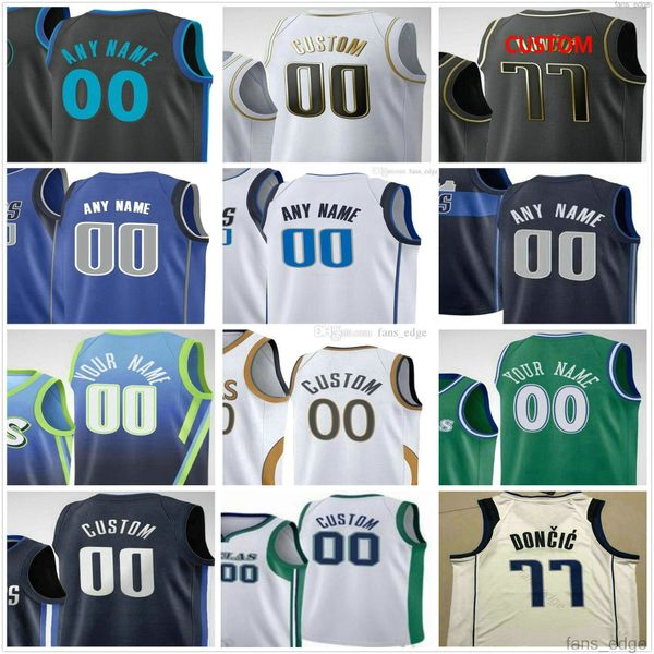 

75th custom printed luka spencer dinwiddie doncic 77 tim 11 hardaway jr. brunson reggie bullock marjanovic davis bertans men woman kids bask, Black;red