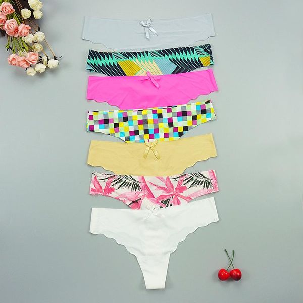 

women's panties leopard thong 3pcs/lots seamless g-strings ice silk intimate underwear super thin plant print low-waist t-back, Black;pink
