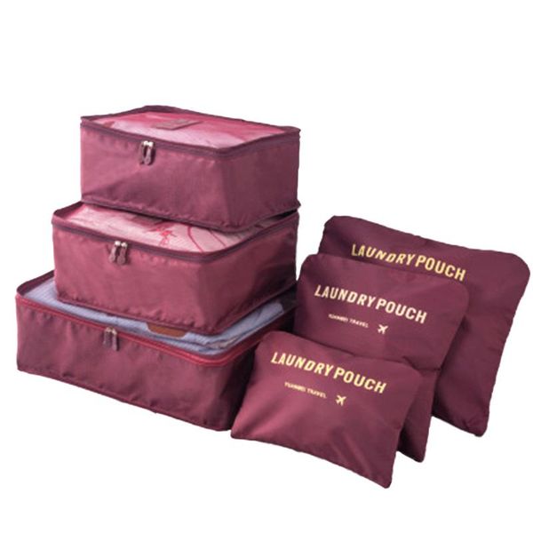 

duffel bags 6 pcs set waterproof packing cube travel bag large capacity of clothing sorting luggage organizer pouch
